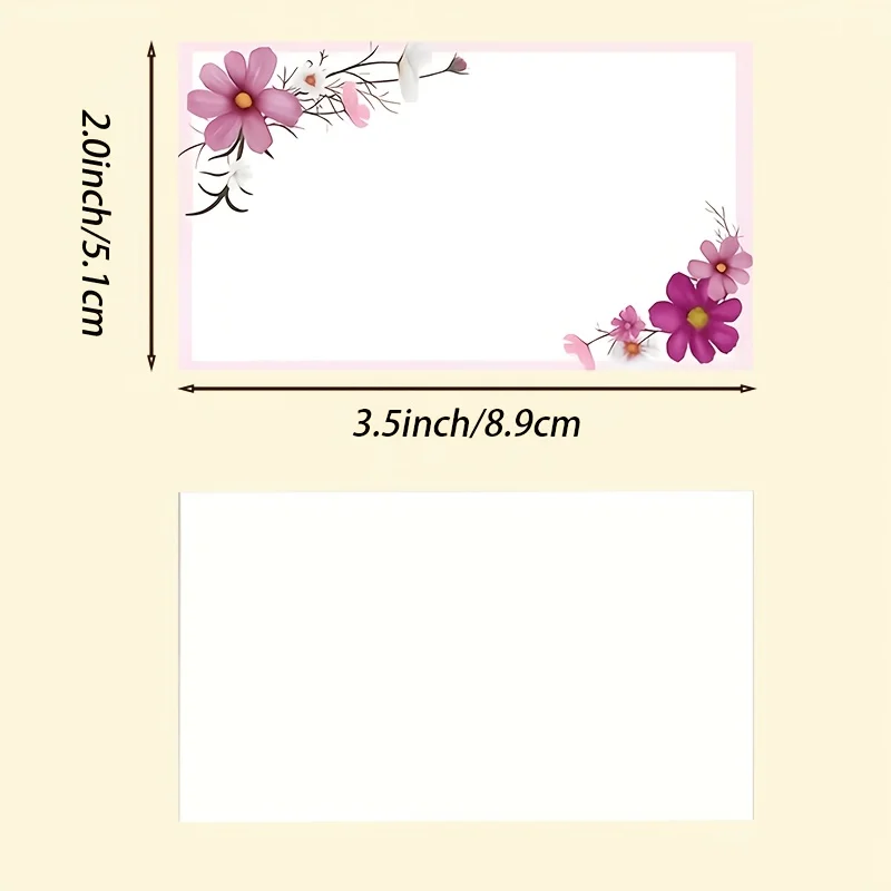 50pcs Floral Base Writable Thank-you Cards, Suitable for Small Business Supplies, Birthday Gift Decorations, and Cards