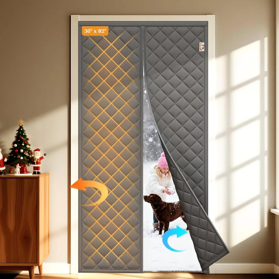 

Magnetic Thermal Insulated Curtain for 36x82 Doors 38x84 Size AllSeason Draft Stopper with 300D Oxford Fabric and Cotton Fill E