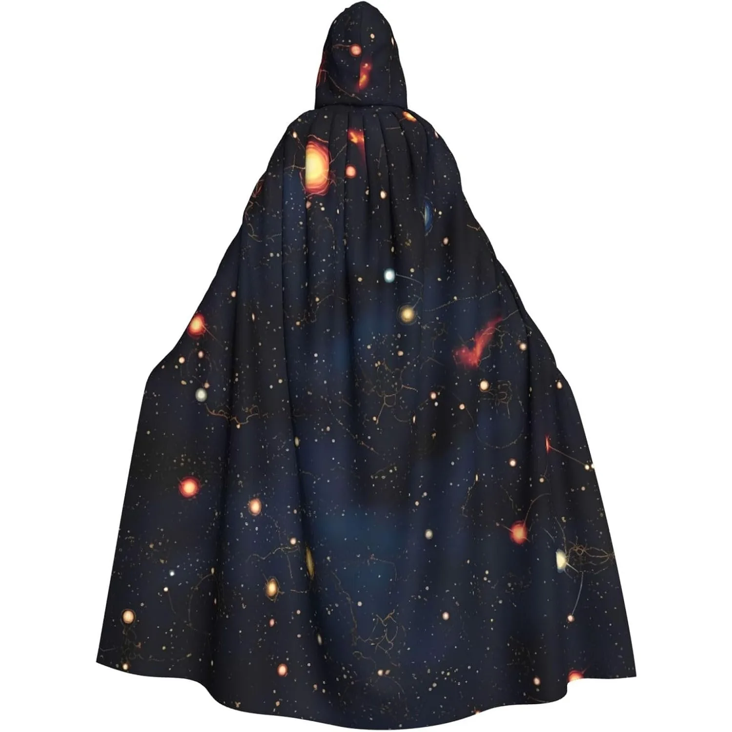 Constellation Star Clusters Galaxies Print Hooded Cloak,Adult Cloak Long Cape Hoodie for Christmas Halloween Cosplay Costumes
