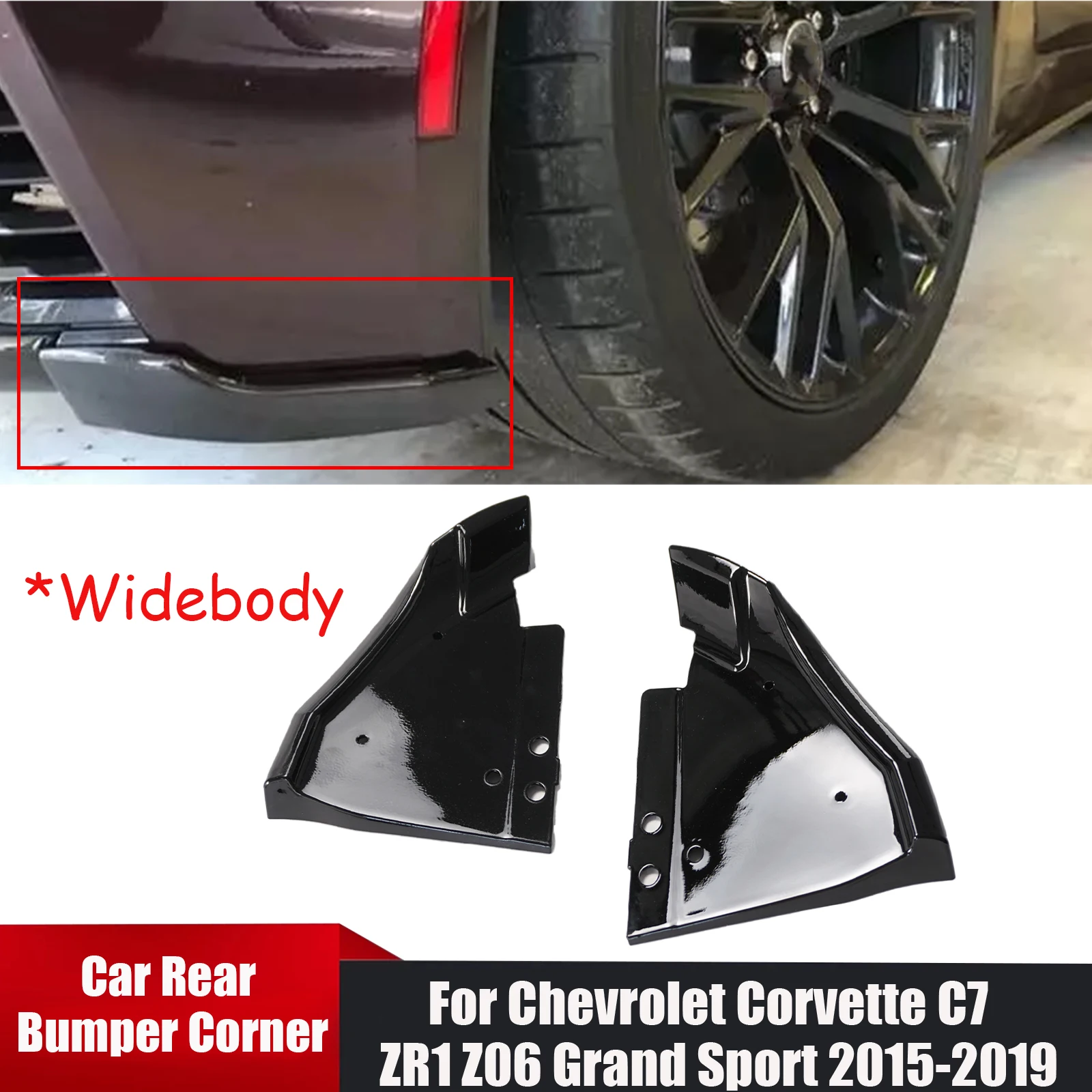 

A Pair Rear Bumper Corner For Chevrolet Corvette C7 ZR1 Z06 Grand Sport 2015-2019 Diffusers Splitter Spoiler Car Accessories