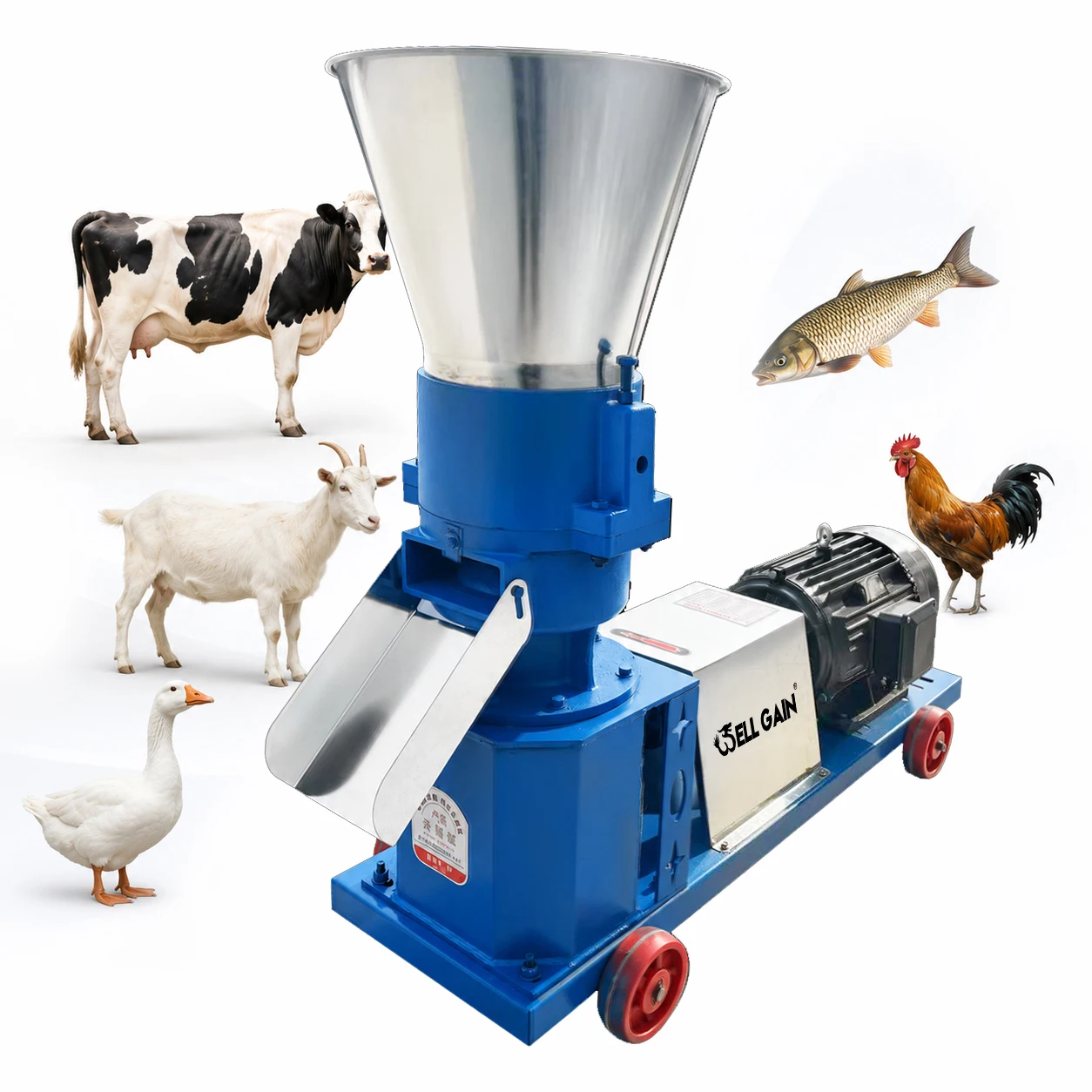 Farm Use Feed Pelletizer Cow Sheep Fish Chicken Poultry Feed Pellet Making Machine Animal Feed Processing Machine 200kgs/h