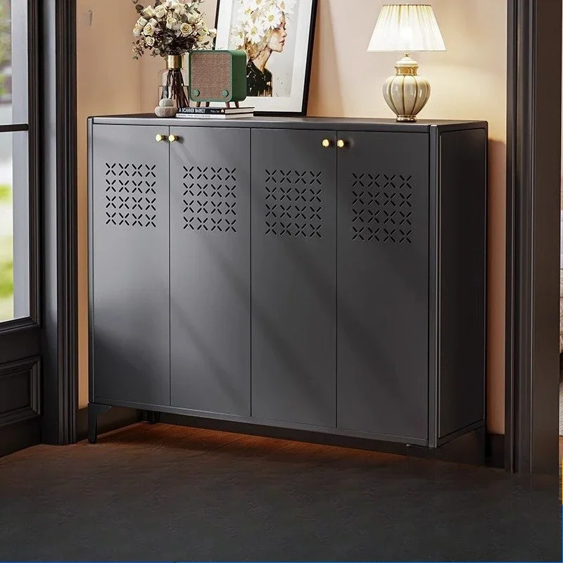 

New household steel shoe cabinet breathable door porch against the wall door corridor corridor integrated shoe rack