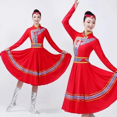 Women's new Mongolian performance dress women's Inner Mongolia dance dress Mongolian robe adult ethnic performance stage dress