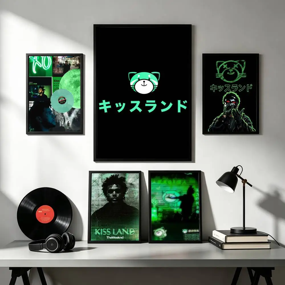 The W-weeknd Kiss Land  Poster Waterproof Wall Art Sticker For Bar Living Room Vintage Decor High Quality Print Gift