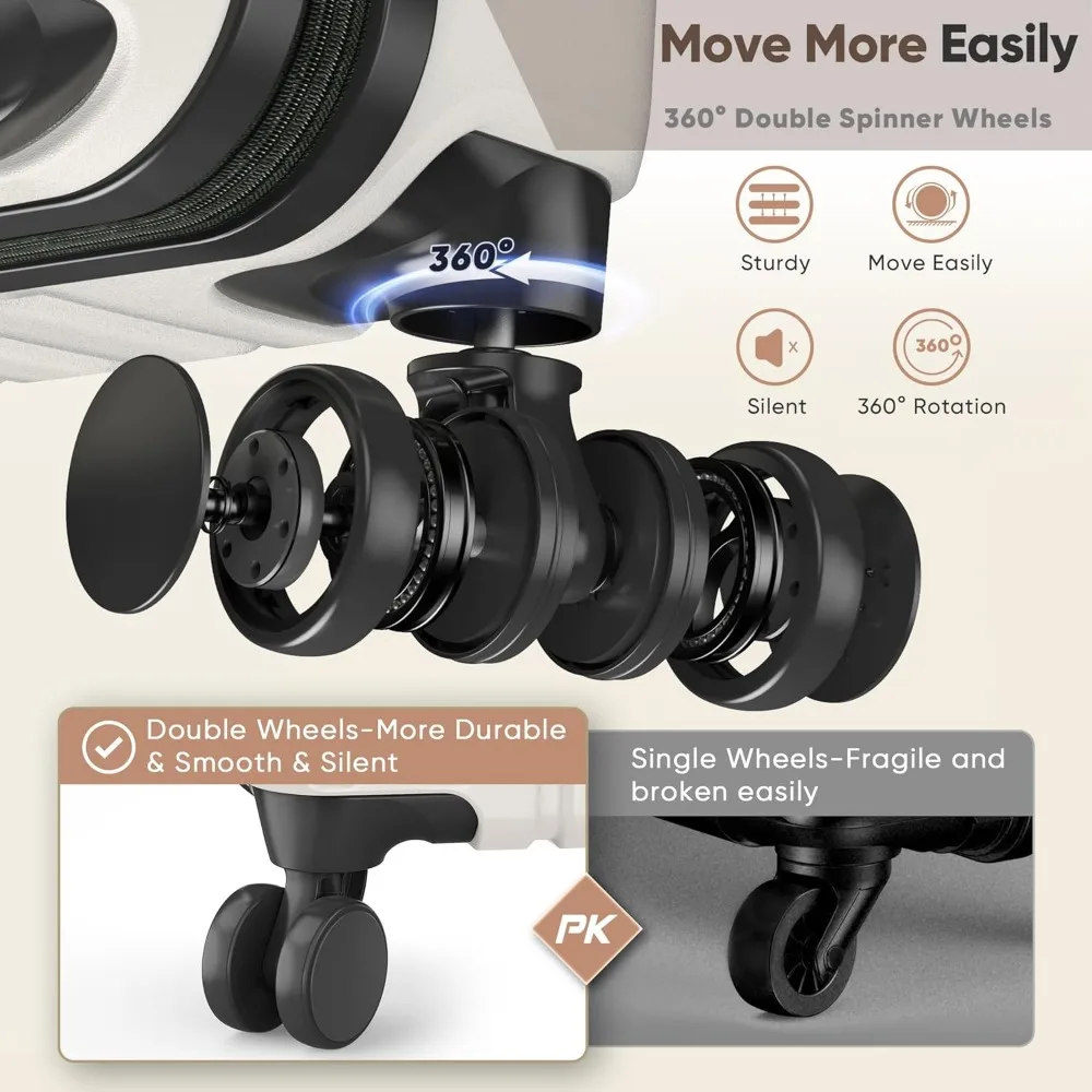 مجموعة أمتعة Showko مكونة من 3 قطع: أمتعة متينة وقابلة للتوسيع بنسبة 100% مع قفل TSA وعجلات دوارة مزدوجة - 20 و24 مقاسًا