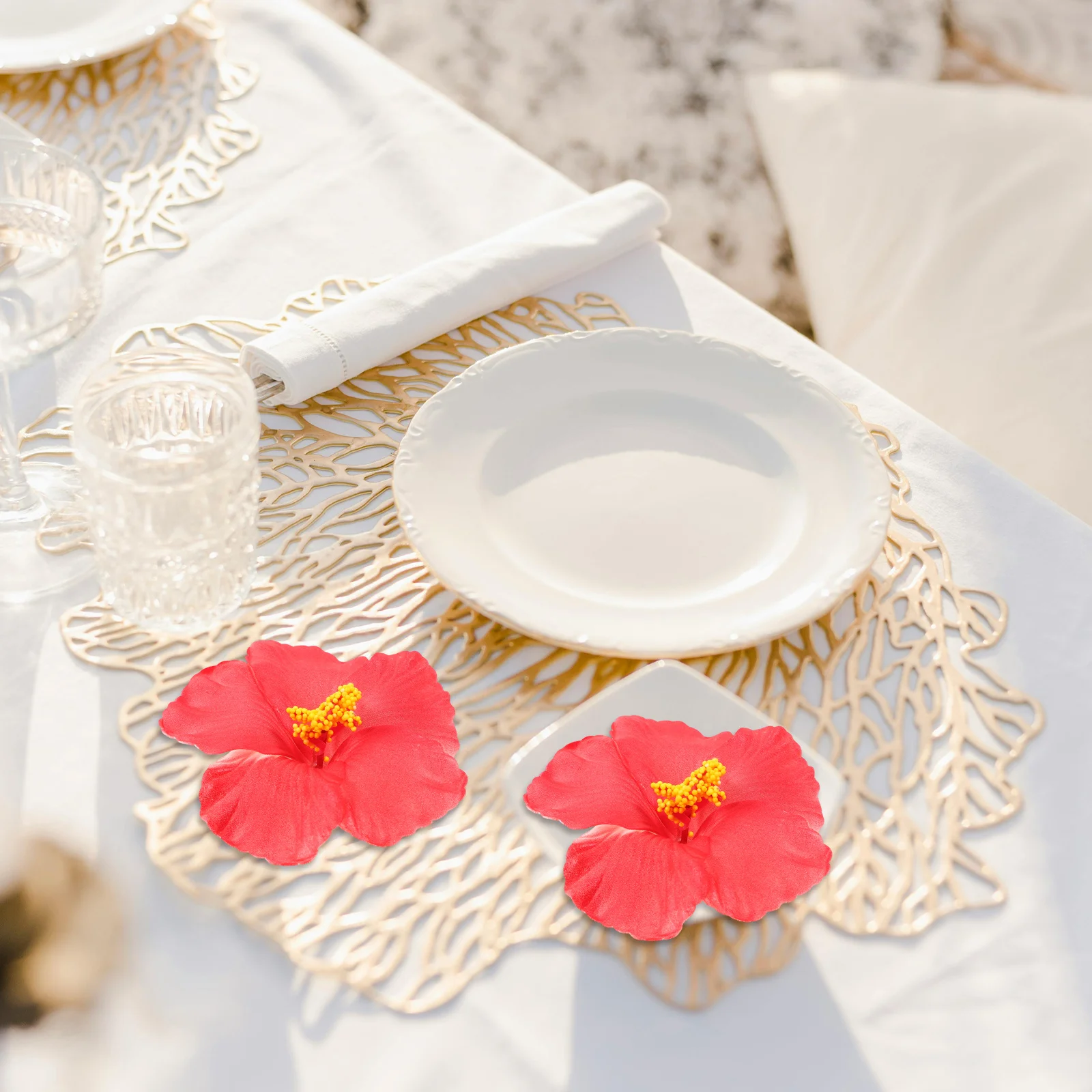 

10Pcs Fake Hibiscus Flowers Great Photography Prop for Interesting Pictures and DIY Accessory Lifelike Faux Flowers