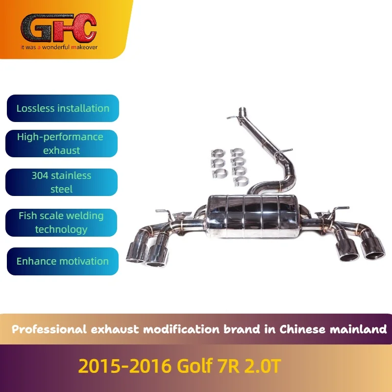 

GFC sports exhaust brand for the 2014-2018 Golf 7R 2.0T catback variable valve exhaust with muffler and tips