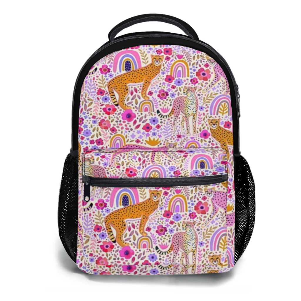 Cheetah’s in a Rainbow Garden Versatile Backpack Large Capacity Waterproof Backpack Washable Computer Bag Unisex