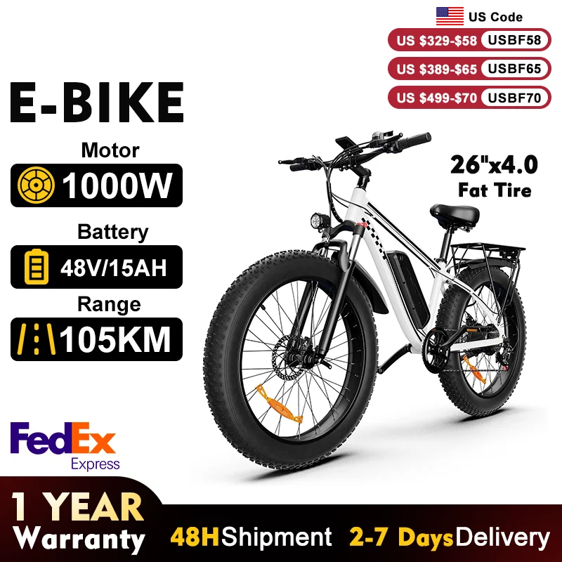 

QNQ Electric Bike for Adults & Teens – 1500W Motor 65Nm Torque, 48V 15Ah Removable Battery, Full Suspension, 3 Riding Modes