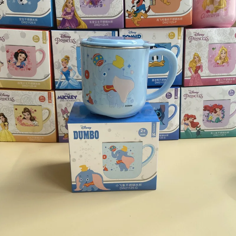 Disney Kids Cup Cartoon Princess Elsa Belle Stainless Steel Drinkware Milk Cup Children Mugs with Scale Student Cup