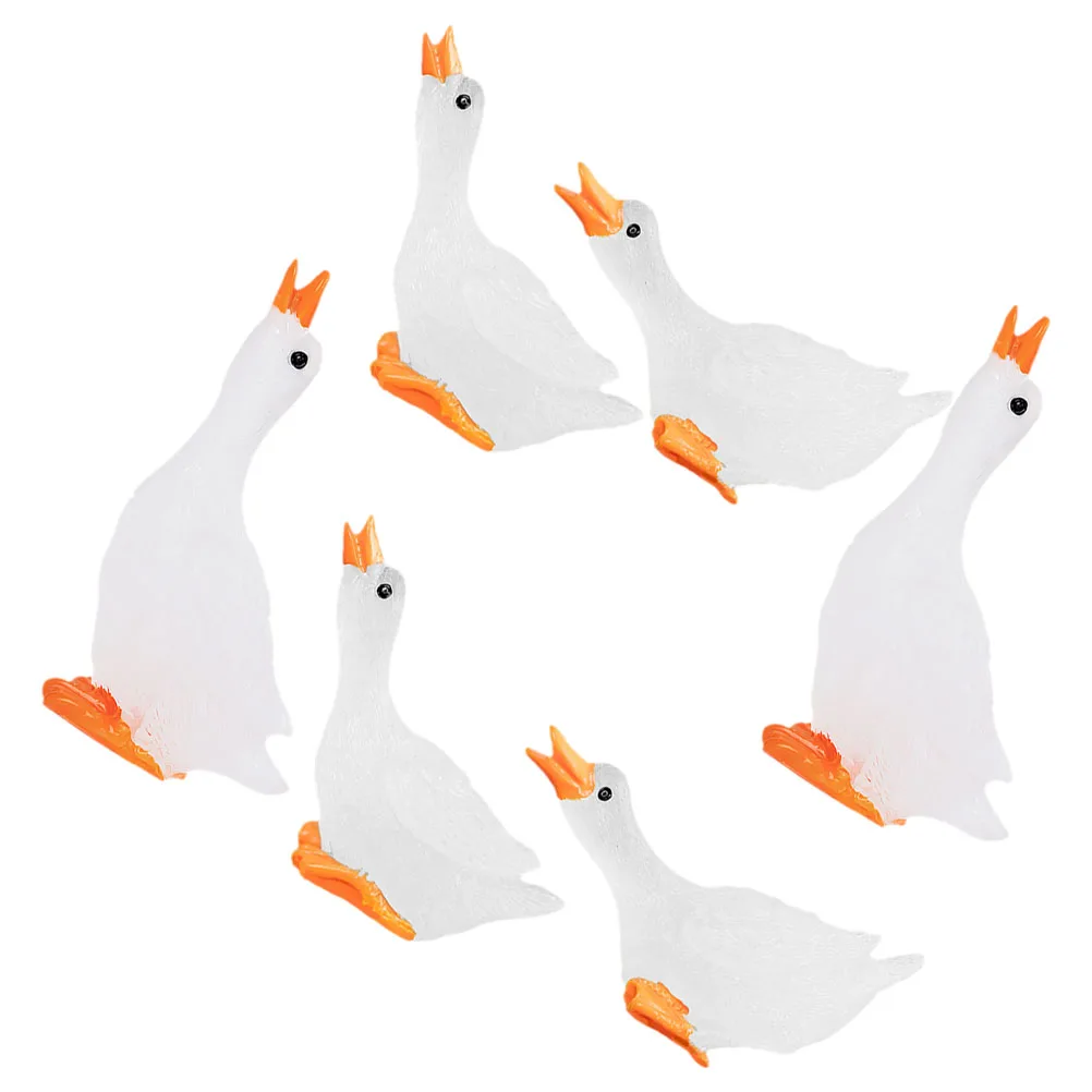 

6Pcs Mini Swan Figurines Resin Crafts Desk Garden Decor Luminous Swan Ornaments Bonsai Accessories Creative Gifts
