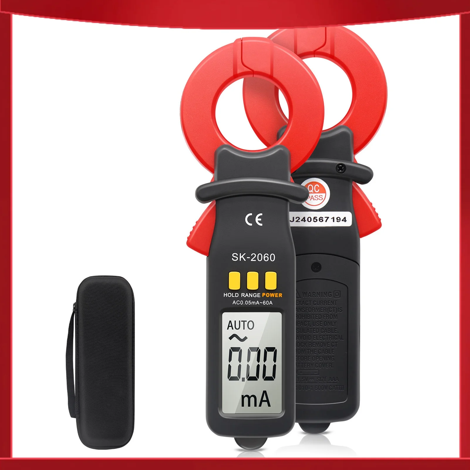 

Цифровой токоизмерительный клещевой прибор 60А, измеритель тока переменного/постоянного тока, тестер утечек тока, 1999 отсчетов, автоматический выбор диапазона, функция удержания показаний, амперметр-клещи, ампериметр