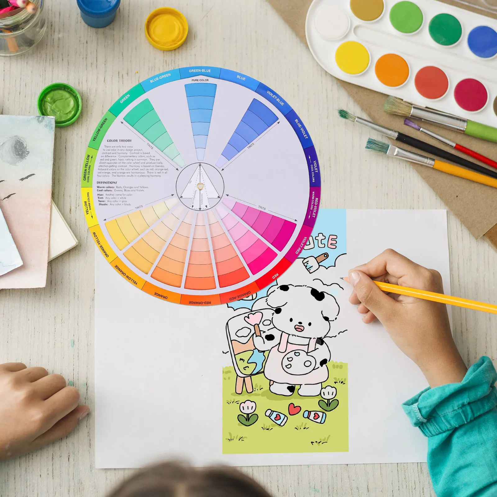 

Color Card Wheel Artist Mixing Guide Small Accurate Tool Laminated Color Learning Chart Nail Painting Canvas