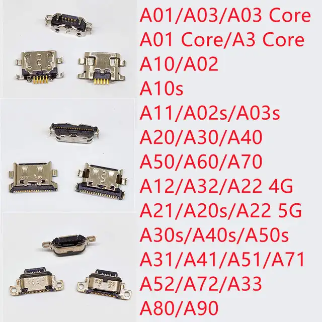 10szt Do Samsung A12 A10s A21s A11 A20s A22 A32 A33 A01 A30s A31 A51 A50s A71 A70s A52 A72 Złącze ładowania USB Port ładowania