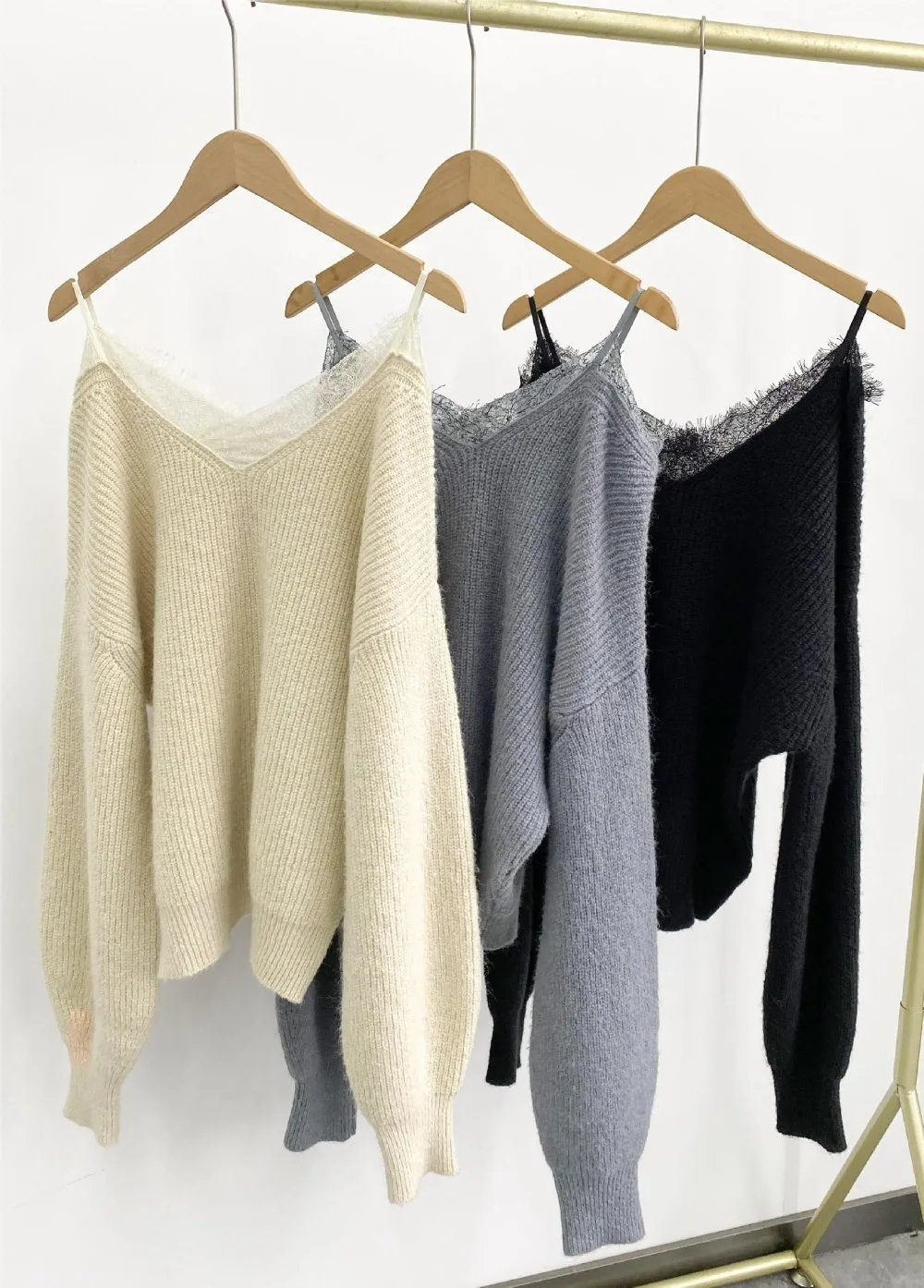 Kuzuwata Slash Neck Batwing Sleeve Sweet Sling Sweaters Lace Solid Elegant Hollow Out Jumper Japan Knit Casual Fresh Pullovers