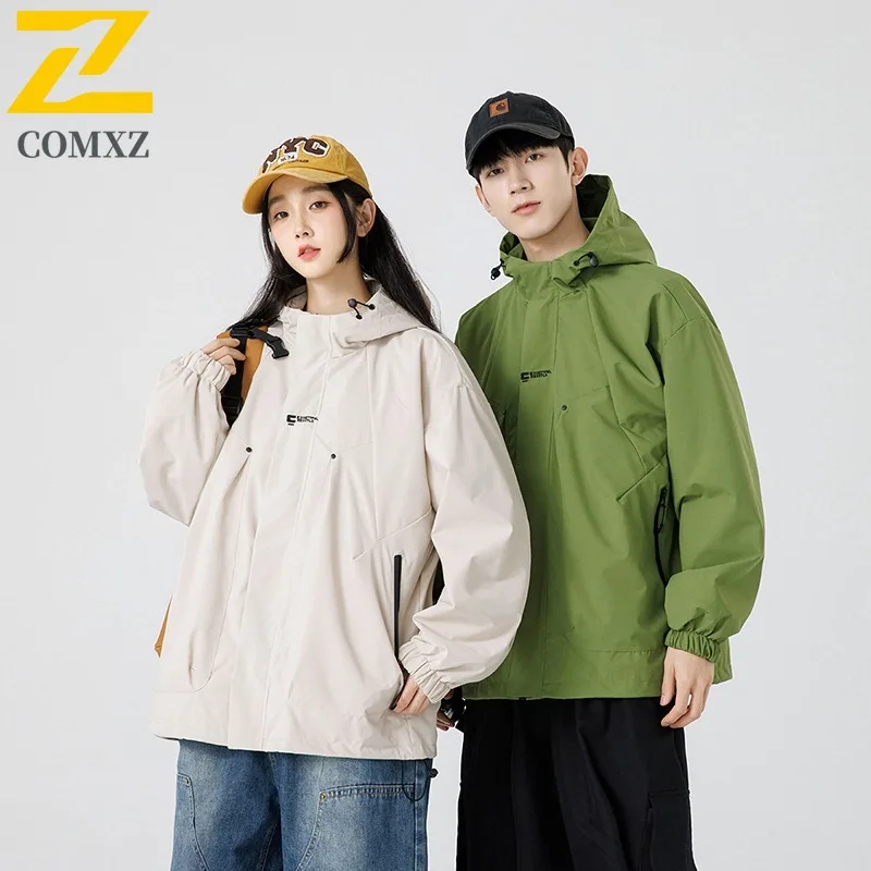 

COMXZ Men solid color Windbreaker Spring Autumn Thin Coat Waterproof Windcoat Outdoor Hiking Wear Lightweight Breathable Jacket