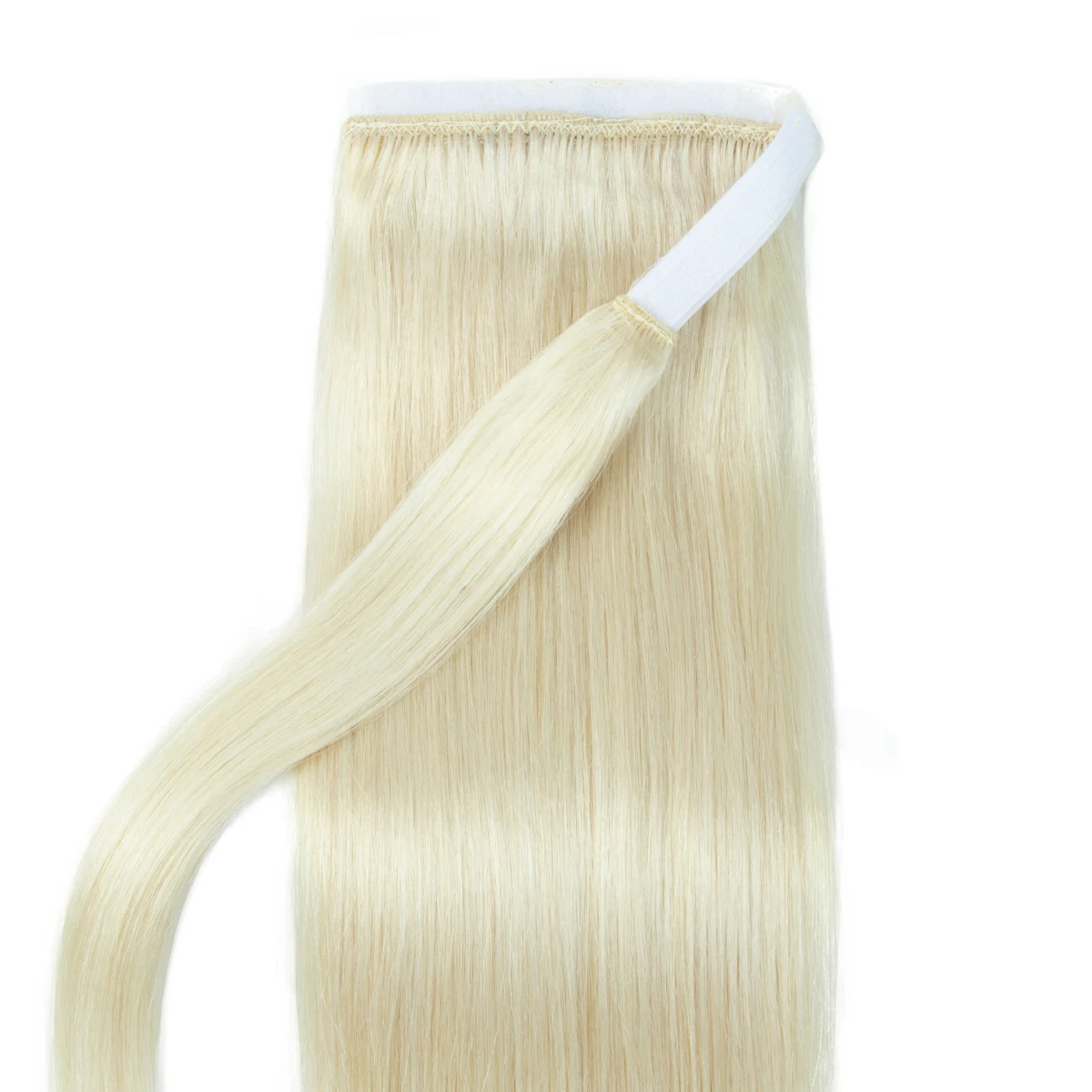 Coda di cavallo bionda capelli umani estensioni naturali dei capelli veri avvolgere Clip su coda di cavallo estremità spesse biondo platino 24 pollici 140G