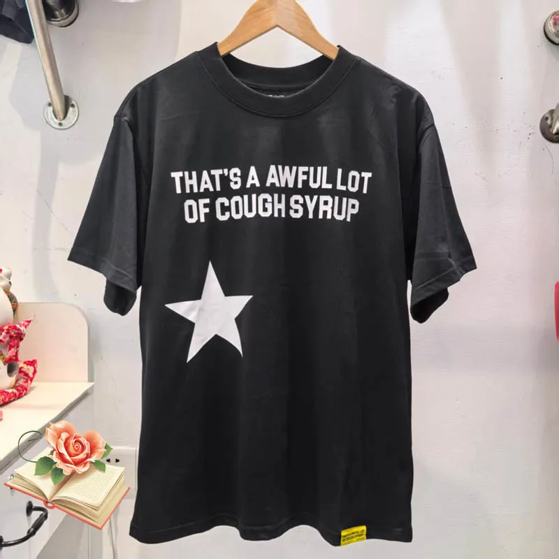 

Big Star Print That's A Awful Lot of Cough Syrup T Shirt QR Code Print Tag Tee Men Women Classic Streetwear Short Sleeve Tops