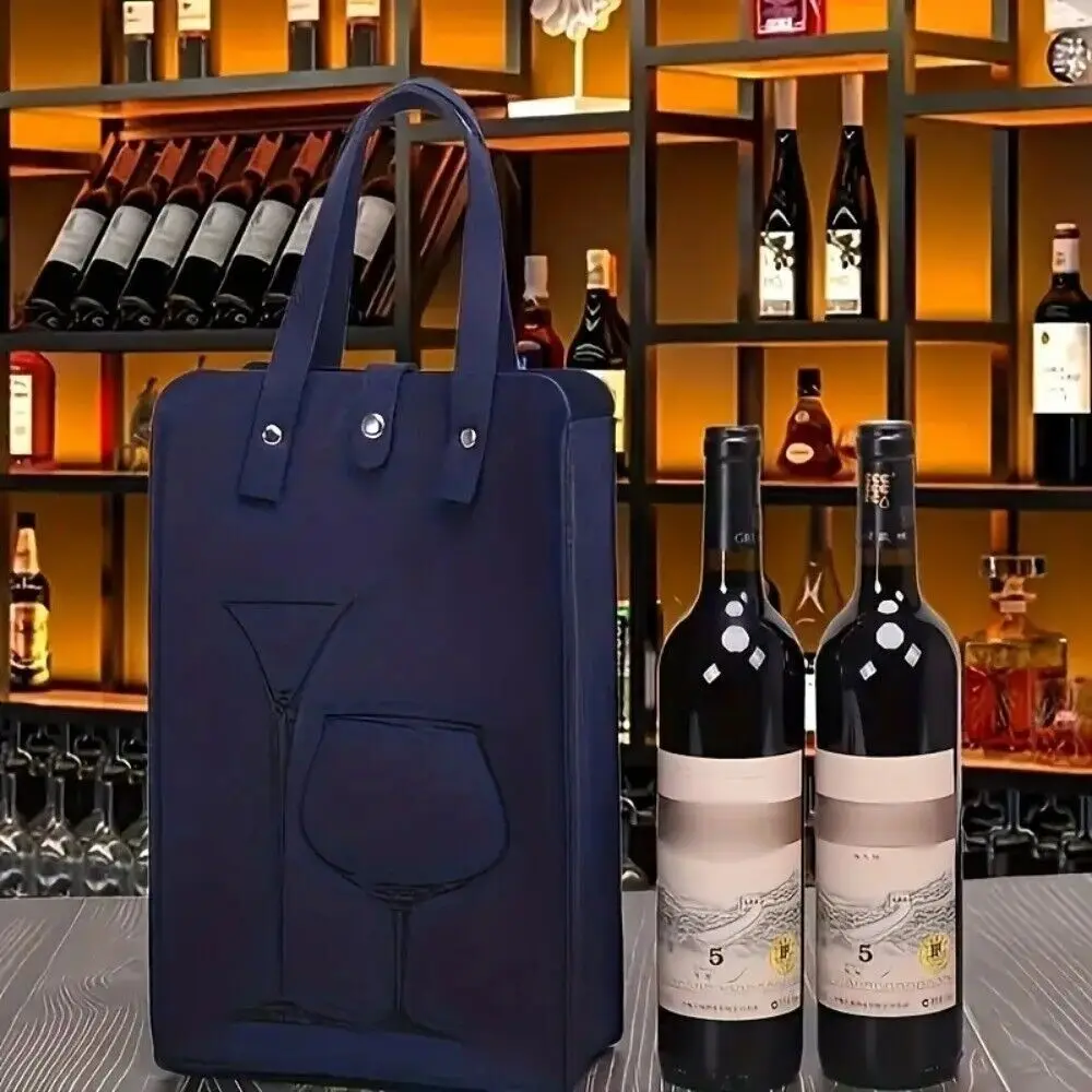 Sac à vin en feutre de haute qualité, sac cadeau double poignée pour vin, sac de rangement pour boissons, sac cadeau pour boissons