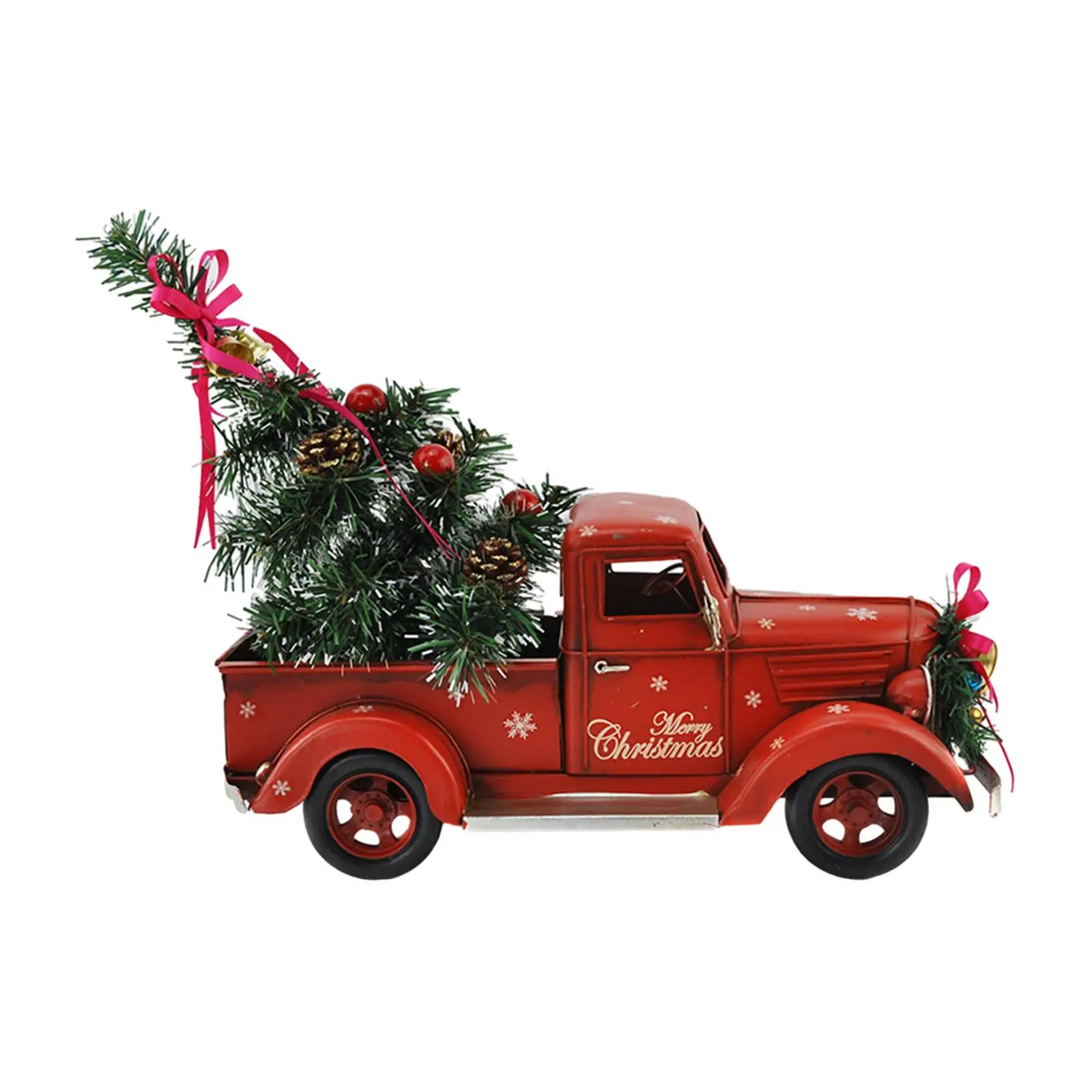 Christmas Retro Truck Ornament Photo Prop Festival Crafts with Christmas Tree Truck Décor for Farmhouse Bedside Table