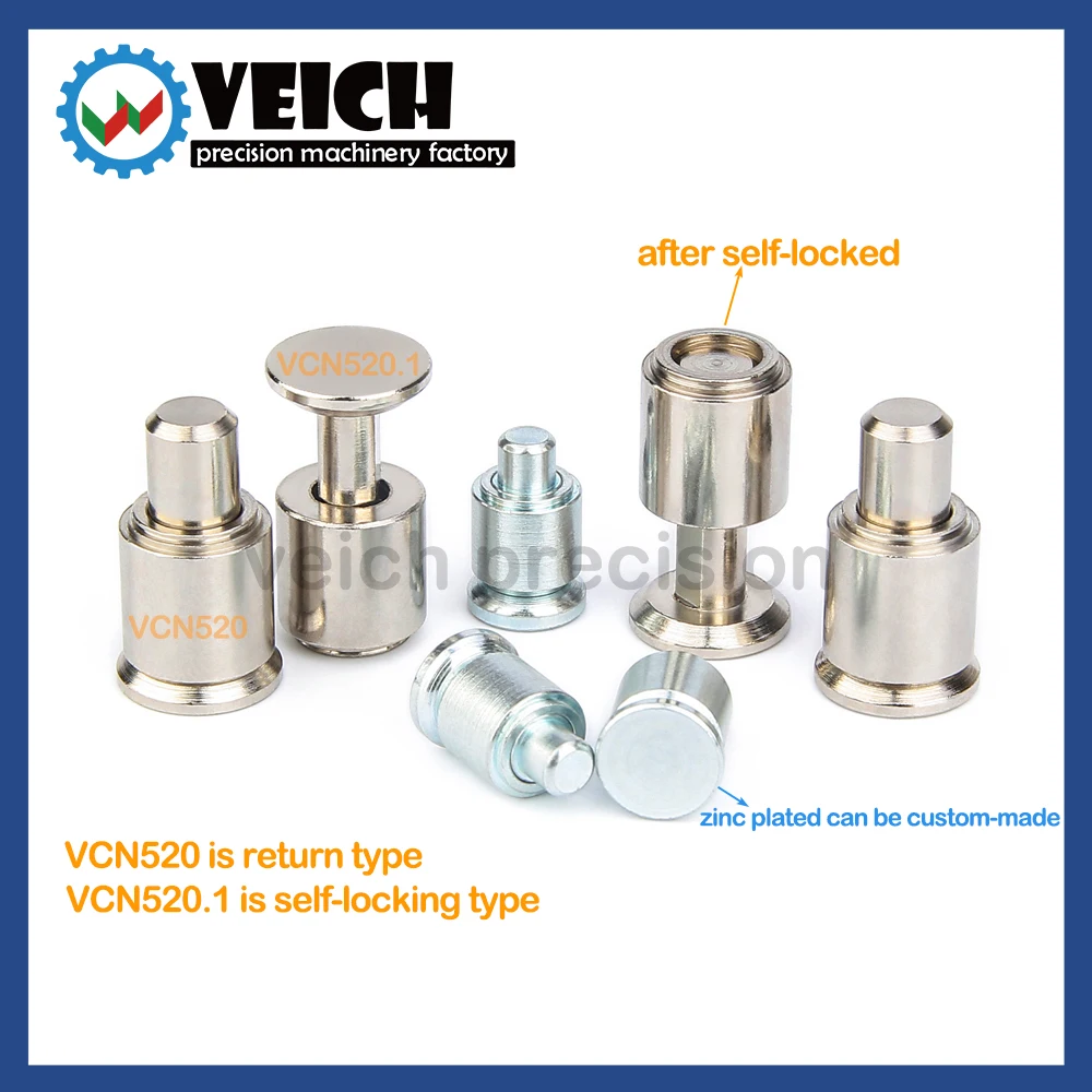 

VCN520/520.1 5pcs Carbon Steel Body Return Type/Self-locking Stainless Steel Spring Plunger Nickle-plated Dia 6.3mm In Stock