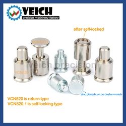 VCN520/520.1 5pcs Carbon Steel Body Return Type/Self-locking Stainless Steel Spring Plunger Nickle-plated Dia 6.3mm In Stock