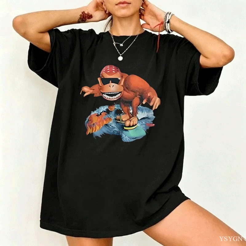 Funky Kong Game Graphics Cotton Shirt 2026 Summer New Short Sleeve Men's Women's Fashion Hip-hop T-shirt Fan Gifts T Shirt
