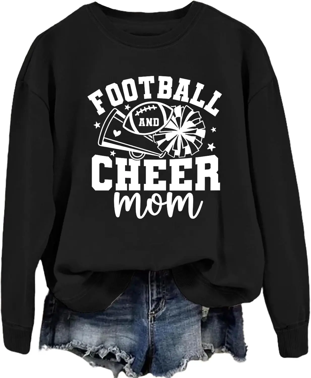 Football And Cheer Mom Shirt Cute Cheer Sweatshirt Womens Long Sleeve Casual Crewneck Pullover Tops Lightweight