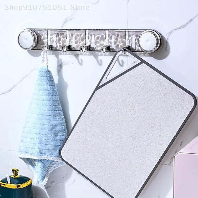 5 Hooks Rotating Suction Cup Hooks Punch-Free Strong Load-Bearing Bathroom Towel Rack Wall Mounted Corrugated Row Hook