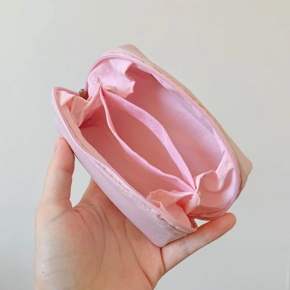 Portable Size Makeup Bag Solid Color Mini Design Cosmetic Storage Pouch Multi-Compartment Daily Storage Lipstick Bag For Girls