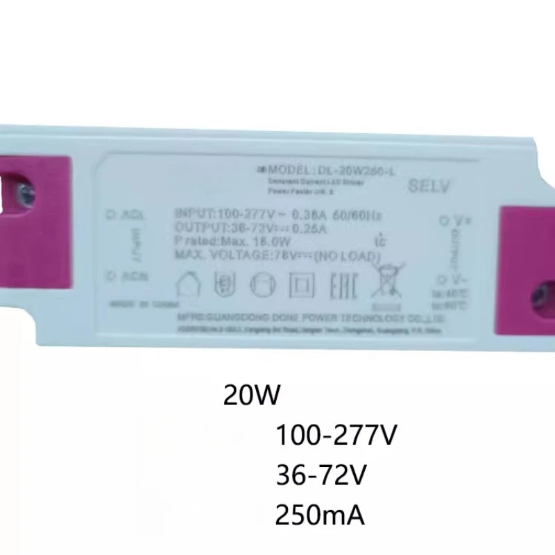 

DL-20W250-L original LED power driver 20W 36-72V 250MA ballast tube/spotlight transformer DONE