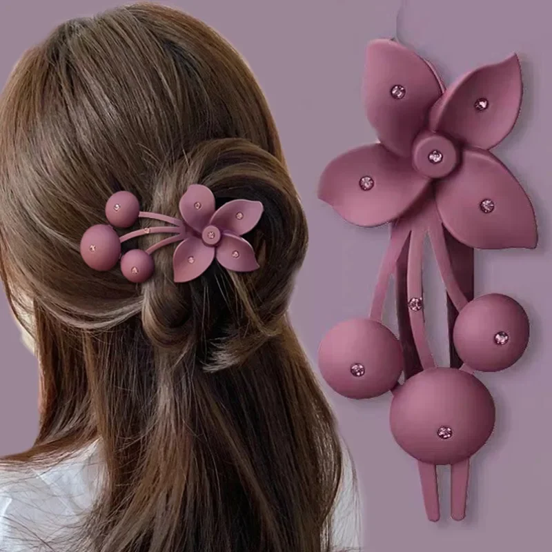 Matte Flower Hairclip for Women Duckbill Bendy Hairpin Hair Claws barrettes Accessories for Back of Head Hairstyle Clips