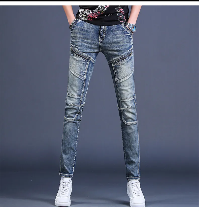 

New Men's Jeans Spring/Summer Trendy Versatile Slim Fit Trendy Brand Washed Retro Pants Motorcycle Shorts