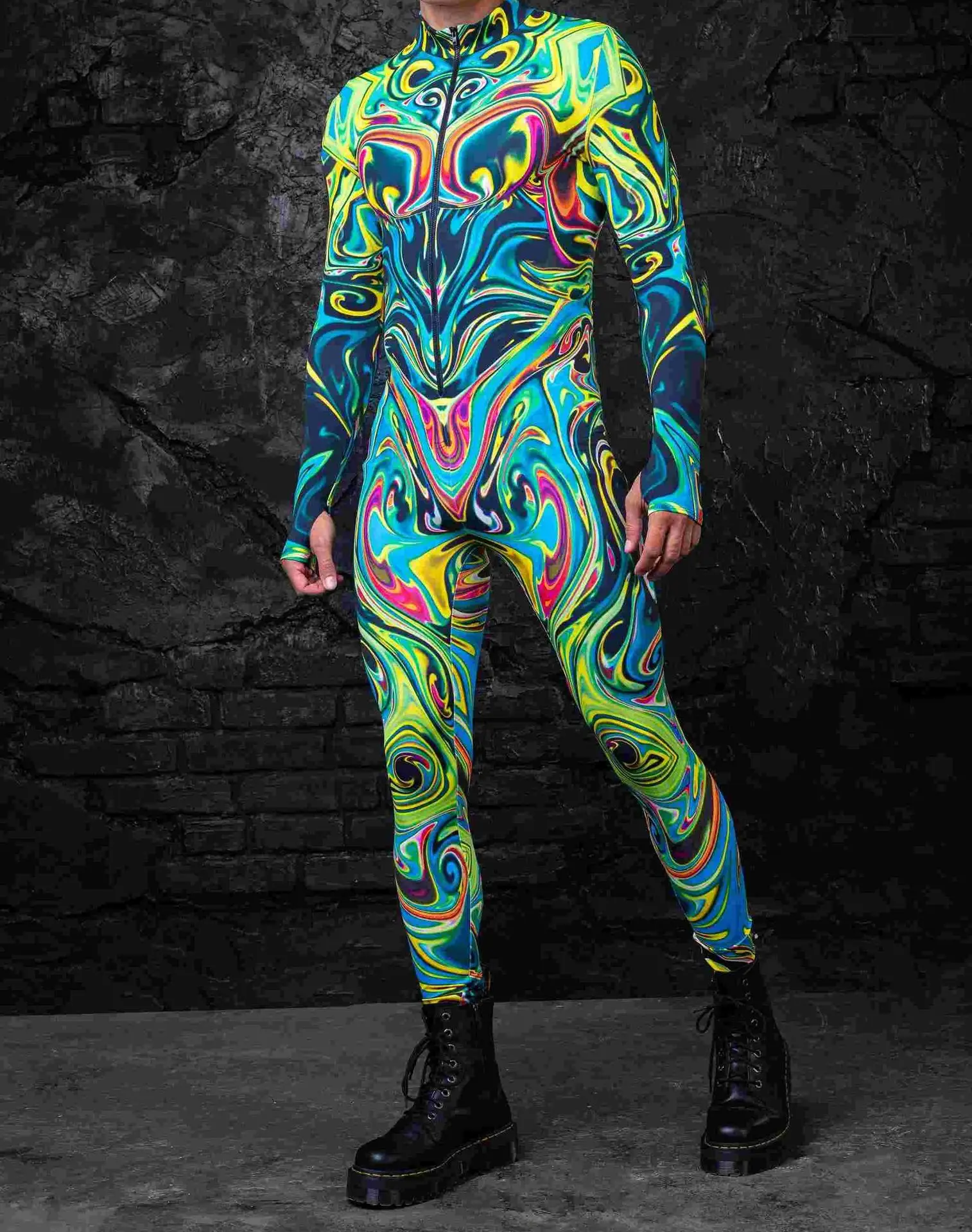 Bunte Mechanische Muskel-Tights Herren Jumpsuit Punk Cosplay Kostüm Bodysuit Party Festival Zentai Radsportbekleidung – Detail 20