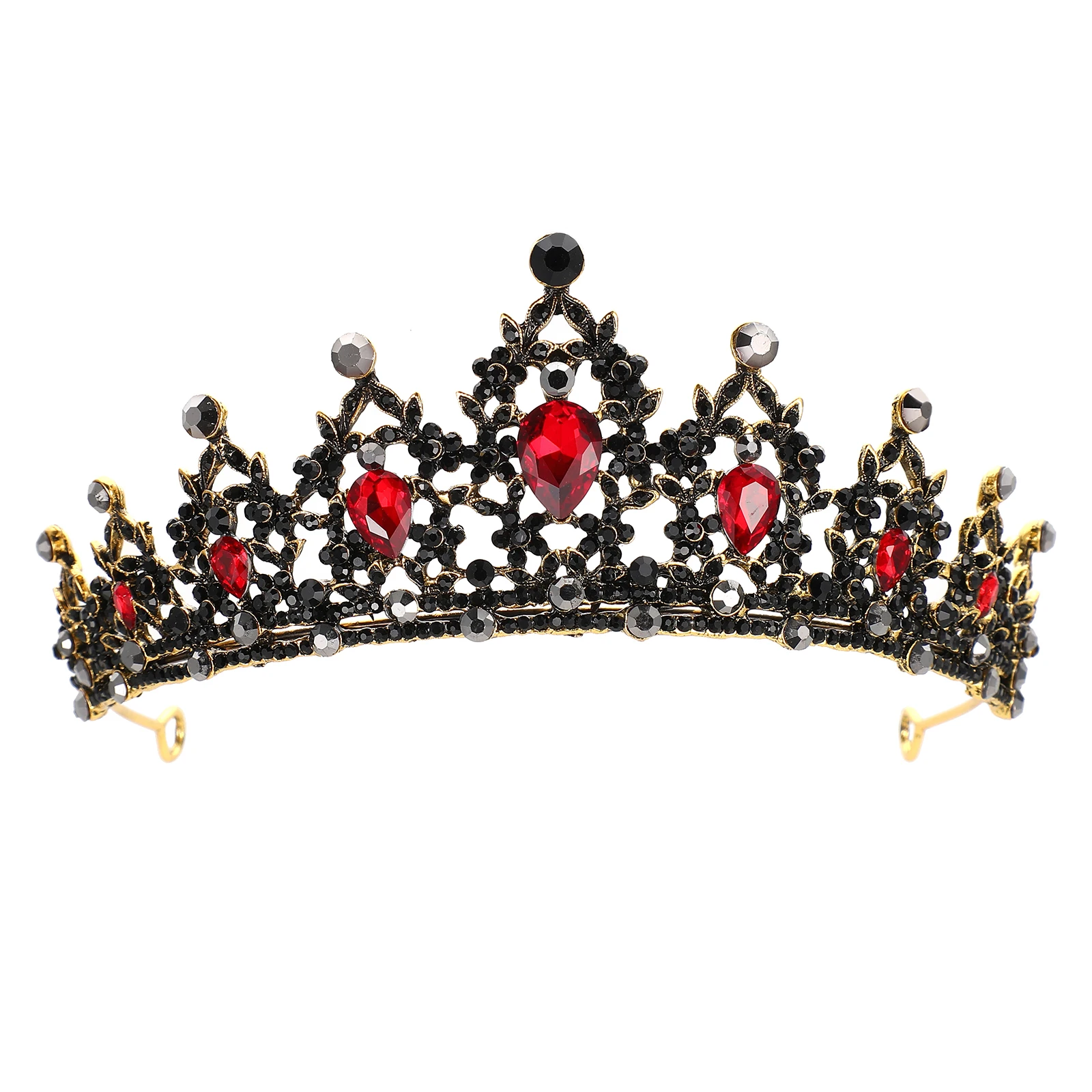 حجر الراين تاج الزفاف غطاء الرأس الباروك كريستال الزفاف إكسسوارات الشعر العروس تيارا خوذة أنيقة لحفلات الزفاف #6