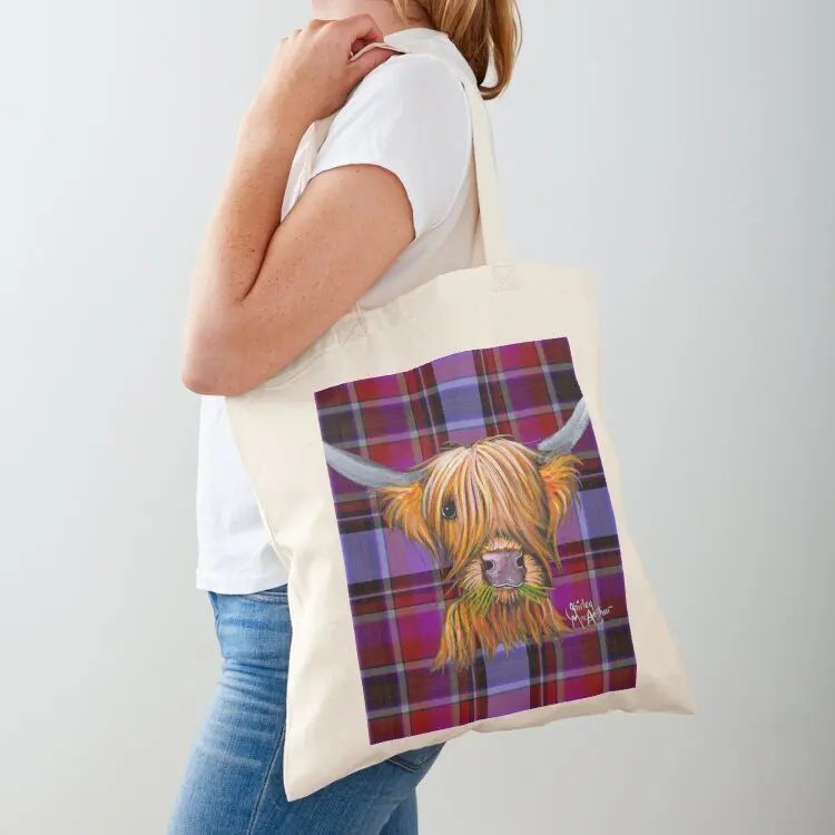 

SCoTTiSH HiGHLaND CoW ' TaRTaN LiTTLe ViKiNG P ' by SHiRLeY MacARTHuR Tote Bag Custom bag Canvas