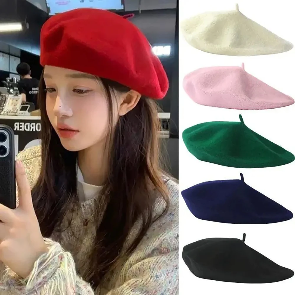 Classic Berets French Artist Painter Hats Soft Solid Caps for Women Retro Elegant Headwear Autumn Winter Daily Outdoor Accessory