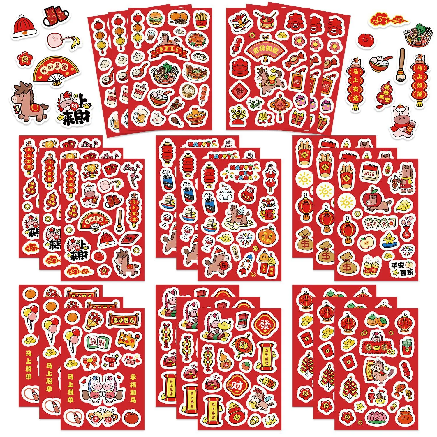 

8 шт. наклеек с мультяшными персонажами на тему Нового года и года Лошади, водонепроницаемые, для телефонов, компьютеров, ежедневников, блокнотов, DIY декор