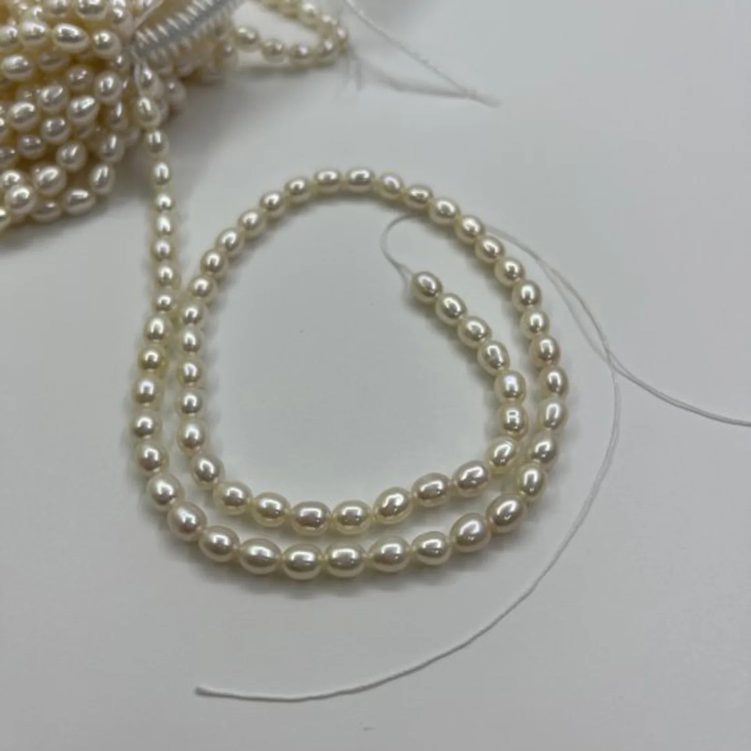 

4-5mm AAAA Natural Freshwater Rice White Pearl Spacer Bead Jewelry Make DIY Necklace Bracelet Women Premium Wedding Women Gift