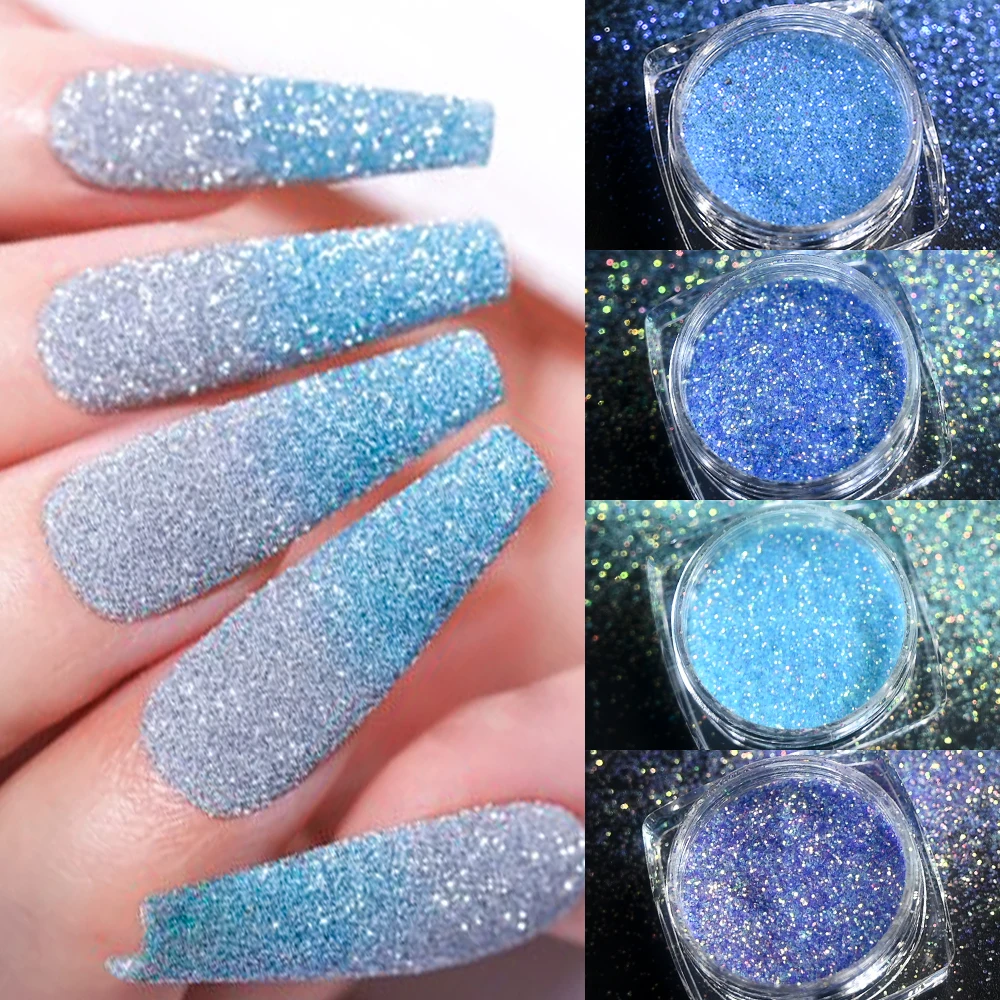 12/16pcs Iridescent Sugar Nail Glitter Powder Shining Candy Coat Powder Pigment For Manicure Yellow/Pink/Blue Nail Pigment Dust