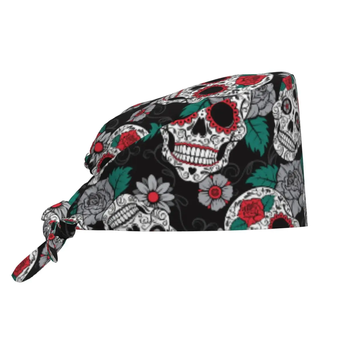 Czapka Medyczna Halloweenowa z Kreskówkową Czaszką i Kością, Czapki Chirurgiczne dla Mężczyzn i Kobiet, Pielęgniarek, Dentystów, Spa, Czapki Robocze