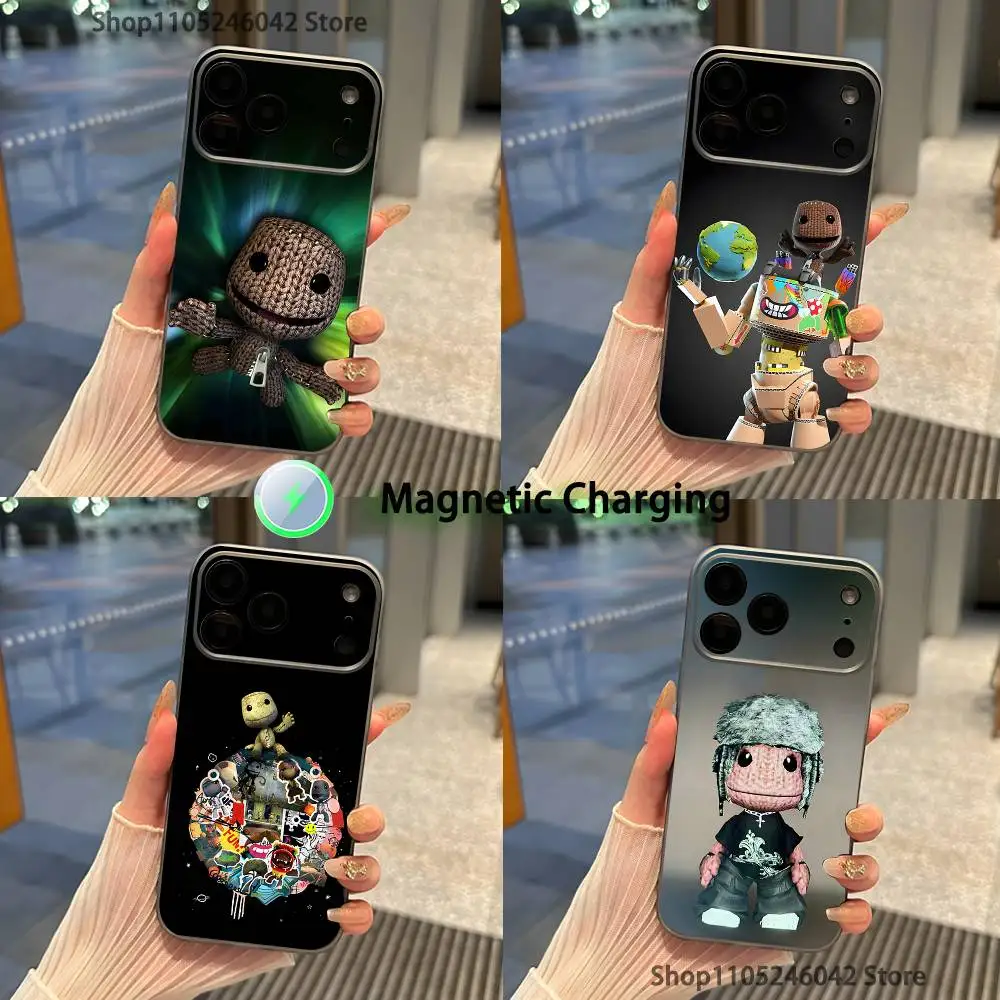 

L-LBP S-Sackboy Custom Shockproof Transparent gray Phone Case For iPhone 17,16,15,14,13,12,11,Pro,Max,Plus,Magnetic Charging