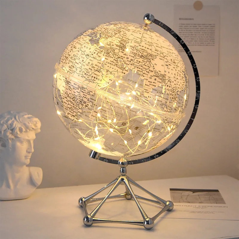 Kreativer Globus-Dekorationsobjekt mit Licht, luxuriös, hochwertig, für Büro, Unterricht, Wohnzimmer, Schreibtischdekoration, großer Dekorationsobjekt mit Leuchtkugel
