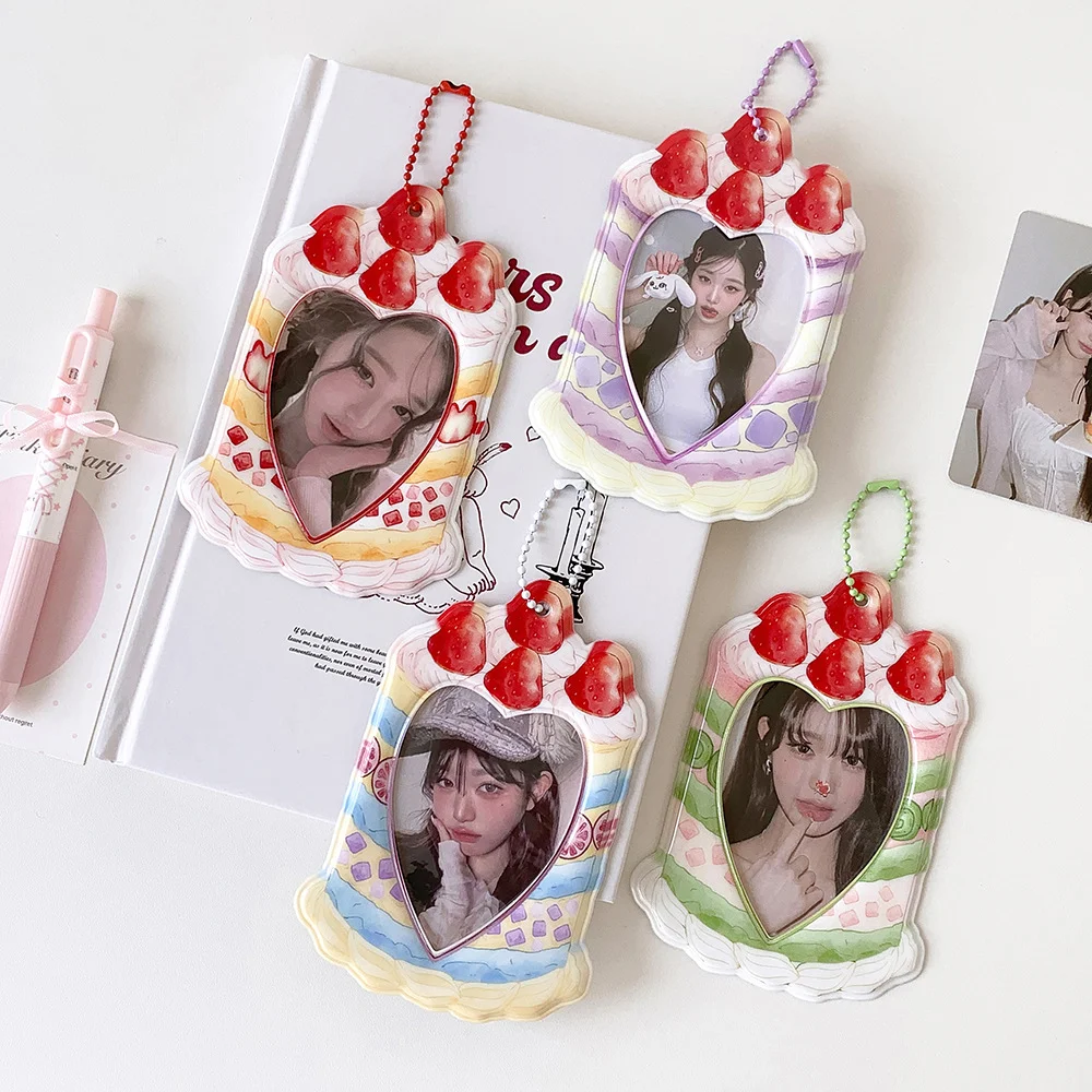 XY small card protector, campus card and meal card storage case, backpack accessory, ins-style strawberry cake card holder, PVC