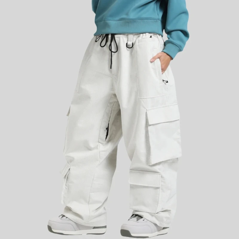 

New Winter Loose Skiing Pants Outdoor Waterproof Cargo Pant Multi Pockets Women Warm Windproof Ski Trousers Clothes Sports