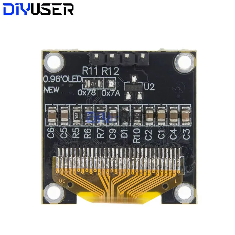 DIYUSER 0.96 inch IIC SPI Serial 7/4Pin White/Blue/Yellow Blue/Yellow OLED Display SSD1306 12864 LCD Screen Board for Arduino