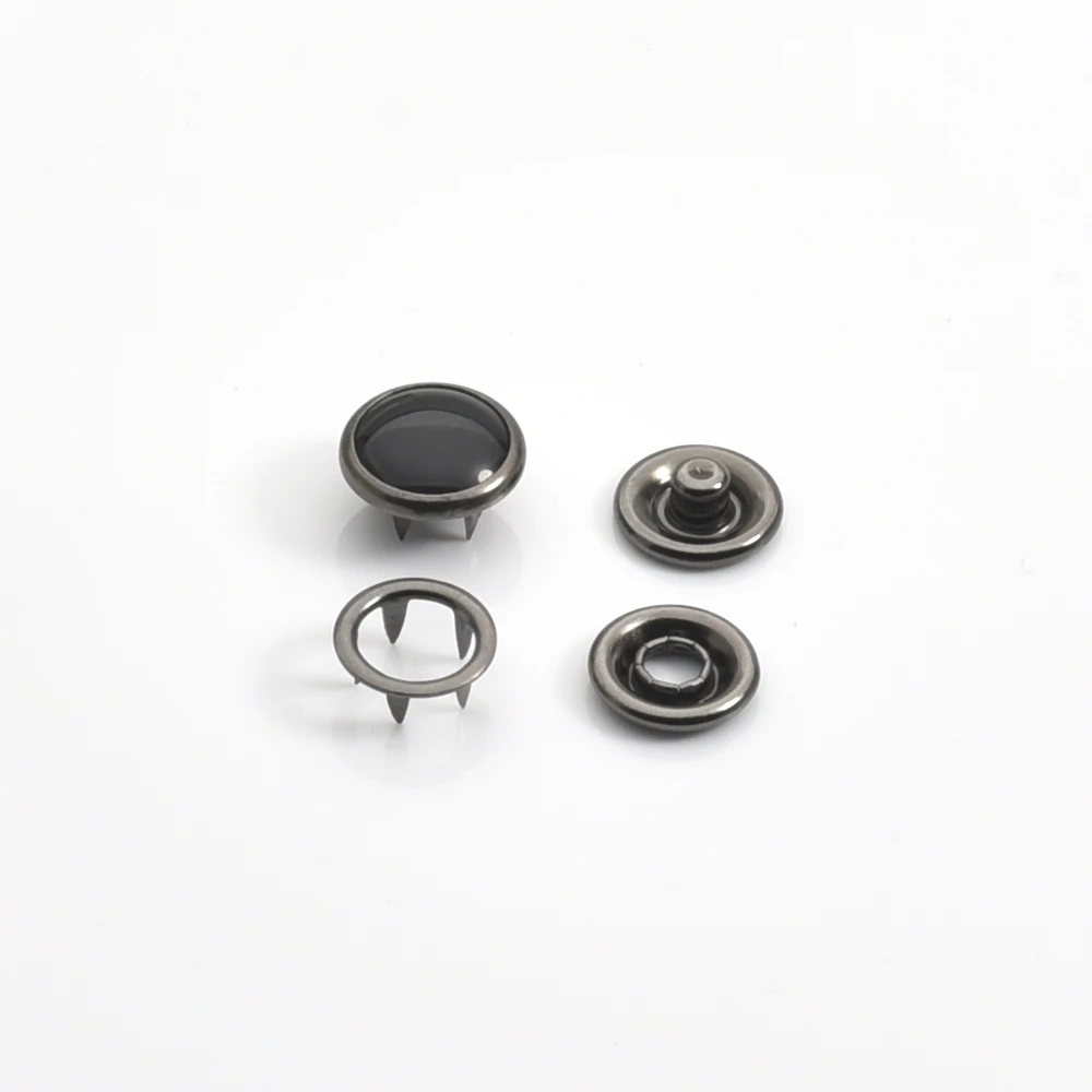 200sets/Lot Metal Brass 12mm Buttons 4-Part Black Pearl Prong Snap Button Fastener Black Nickle / Gun Metal Color #333