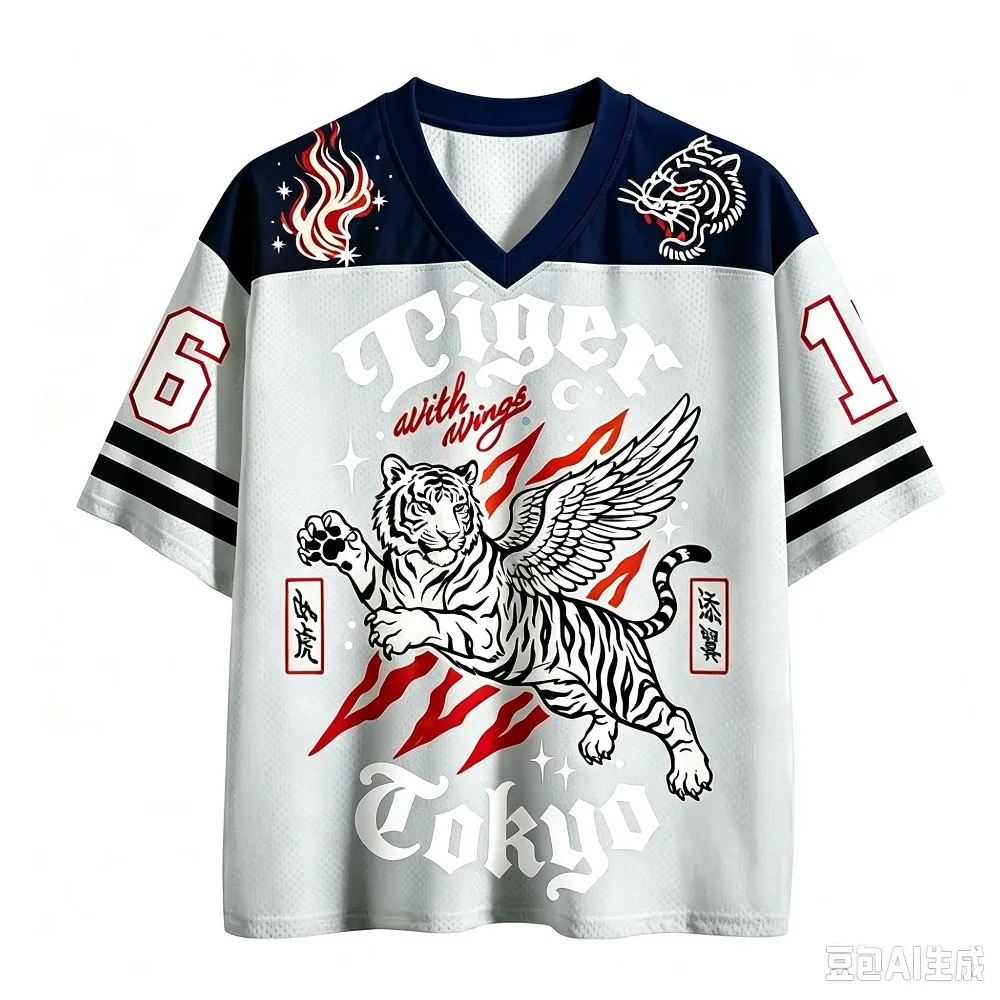 Retro Flying Tiger 3D-gedrucktes Schnelltrocknendes Atmungsaktives Sport-T-Shirt für Männer und Frauen mit V-Ausschnitt, Modisches Streetwear Y2K Eltern-Kind-Kleidung – Detail 5
