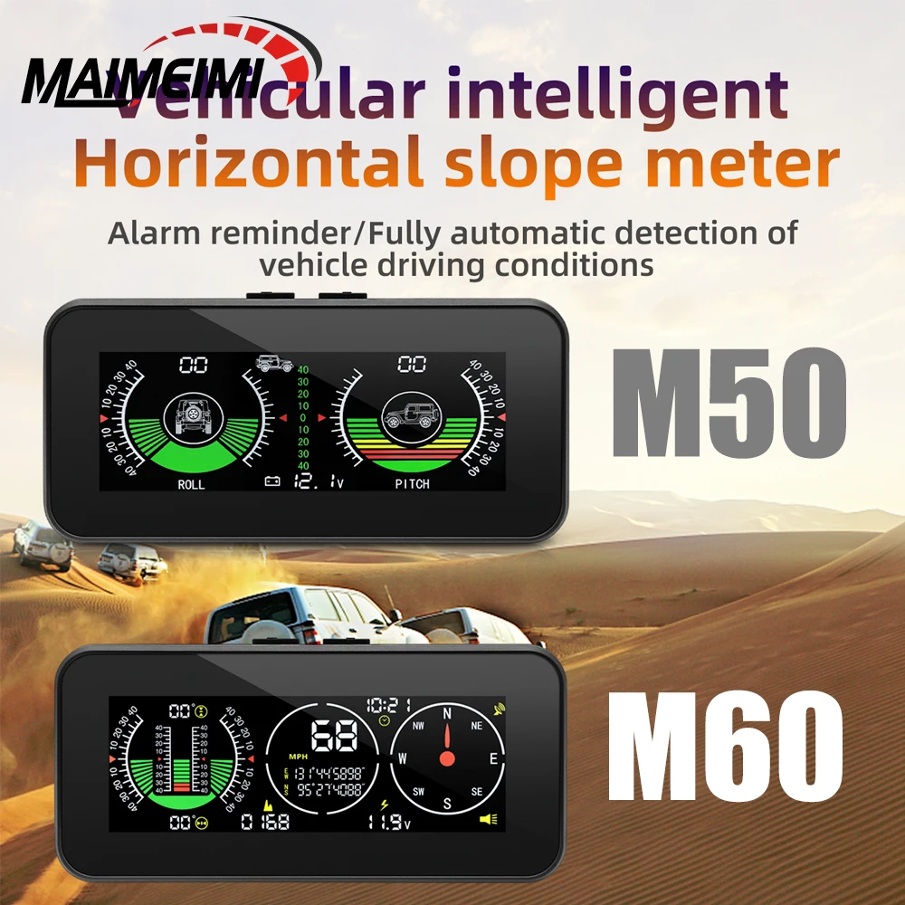 

M50/M60 GPS Speedometer Off Road Accessories Car Head Up Display Overspeed Alarm Digital Speed Slope Meter Compass Inclinometer