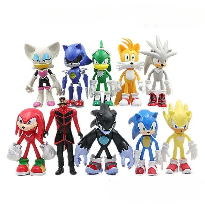 

12-15cm 10pcs Set Sonic The Hedgehog Tails Werehog Action Figures Blue Shadow Doll Cartoon Figurines Collectible Dolls Kids Toy